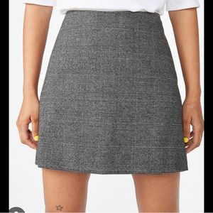 Monki Mini Skirt Grey Plaid A Line US 4